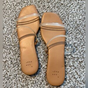 a new day Tan Sandals with Clear Straps